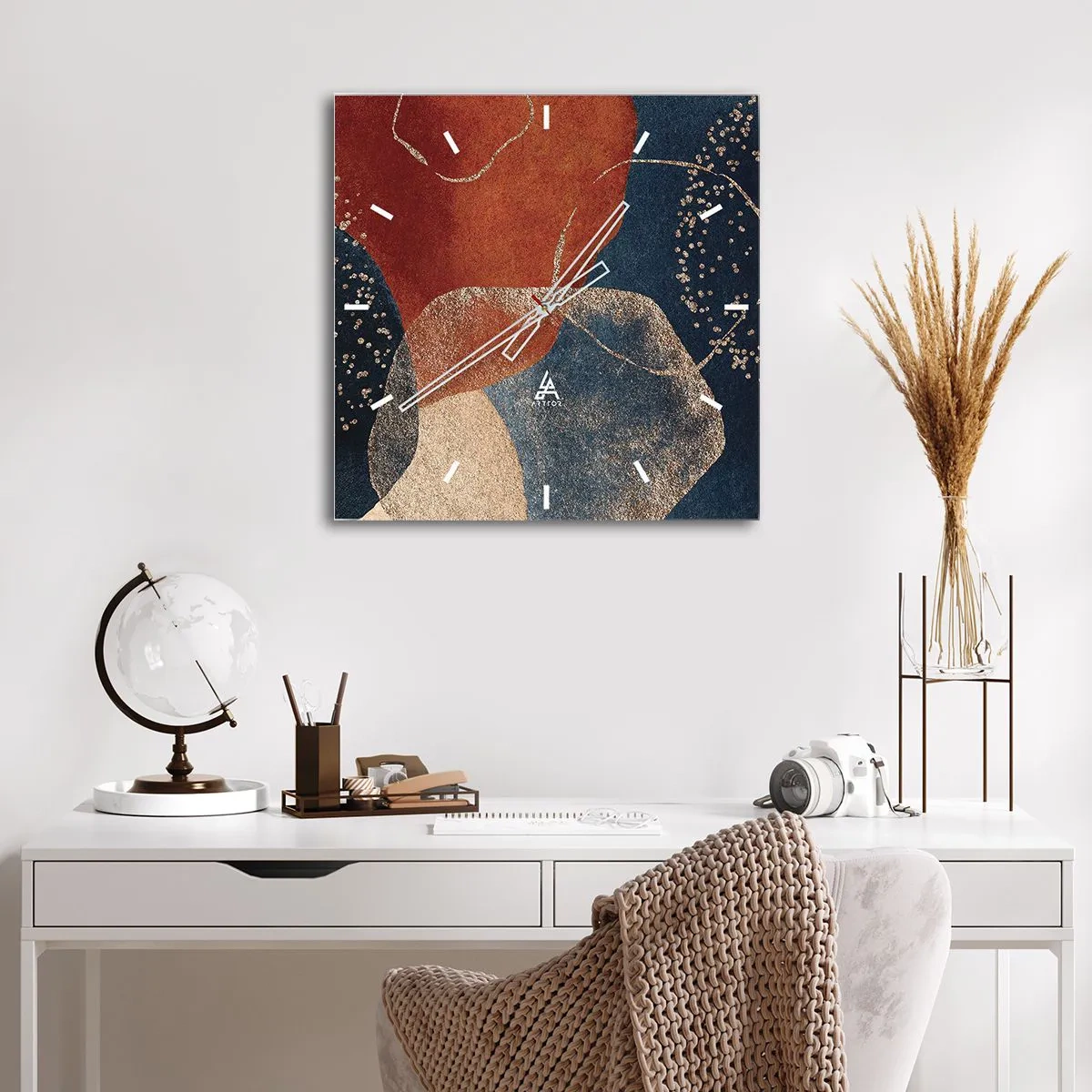 Ceas de perete - Ceas pe sticlă - Ușurința de a fi - 40x40 cm