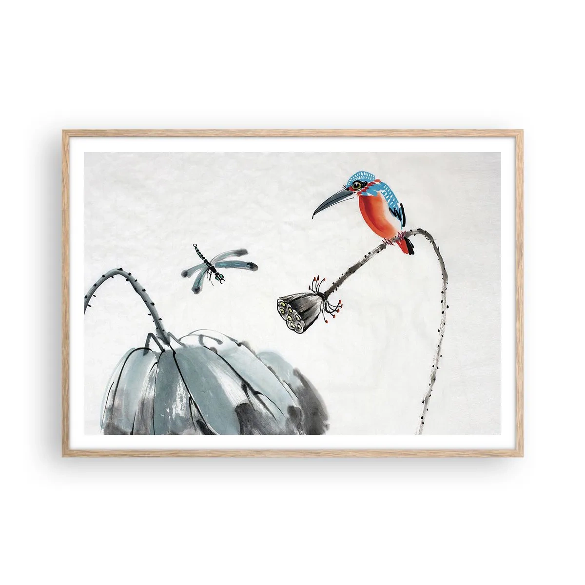 Poster în ramă de stejar deschis - Viața de pajiște - 100x70 cm