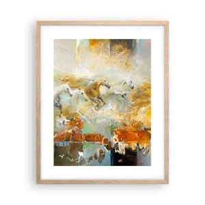 Poster în ramă de stejar deschis - Galopând prin lumină - 40x50 cm
