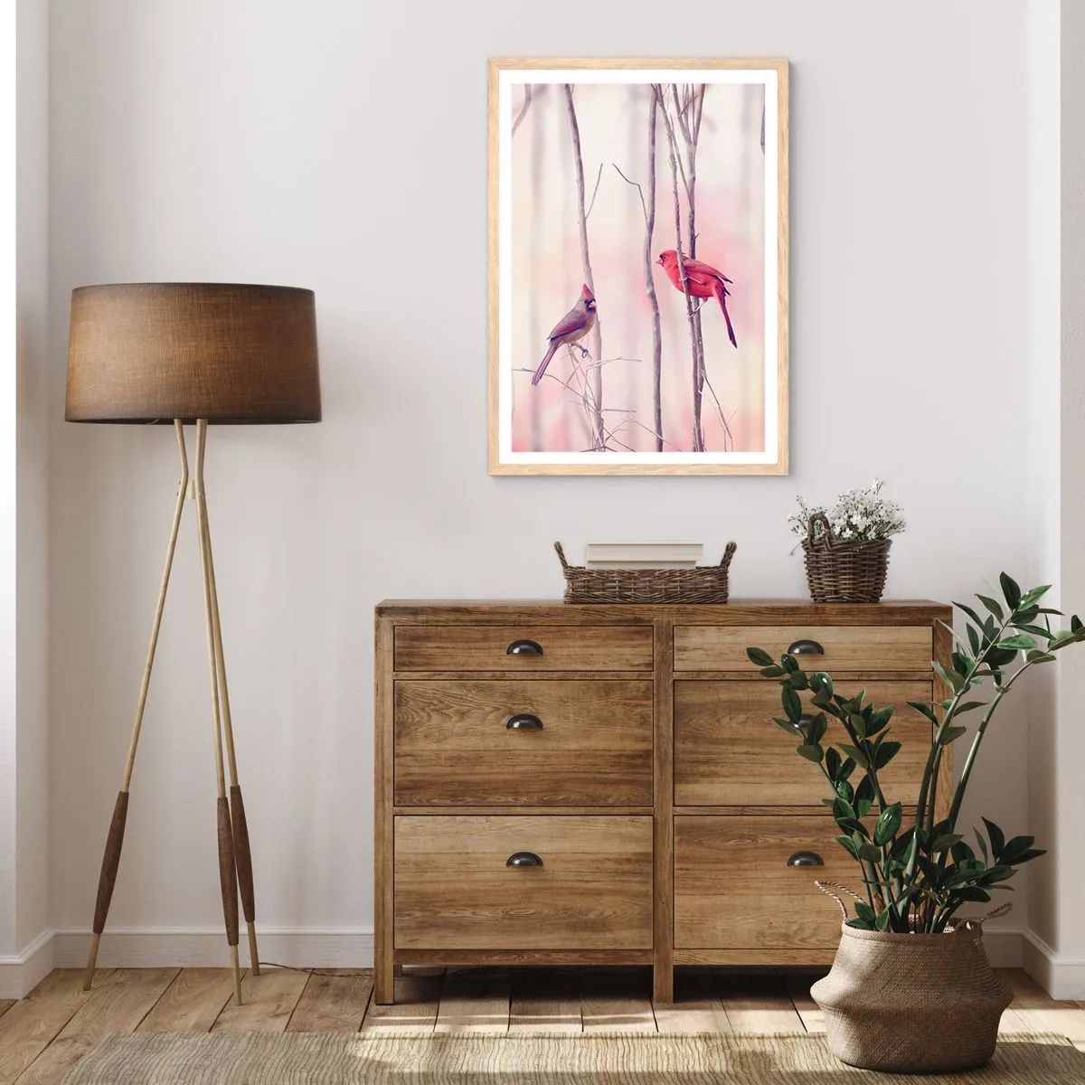 Poster în ramă de stejar deschis - O poveste din Pădurea Roz - 30x40 cm