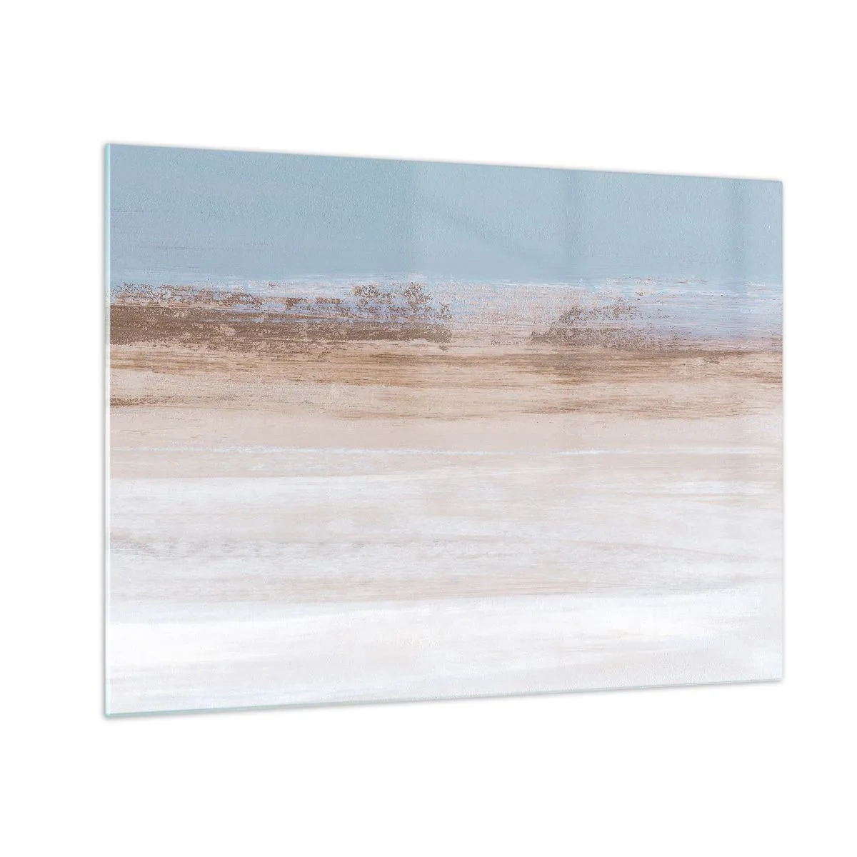 Tablou pe sticlă - Peisaj abstract cu cer și pământ pastelate - 70x50cm - Un peisaj ambiguu - Decorațiune modernă pentru perete pentru living și dormitor ARTTOR