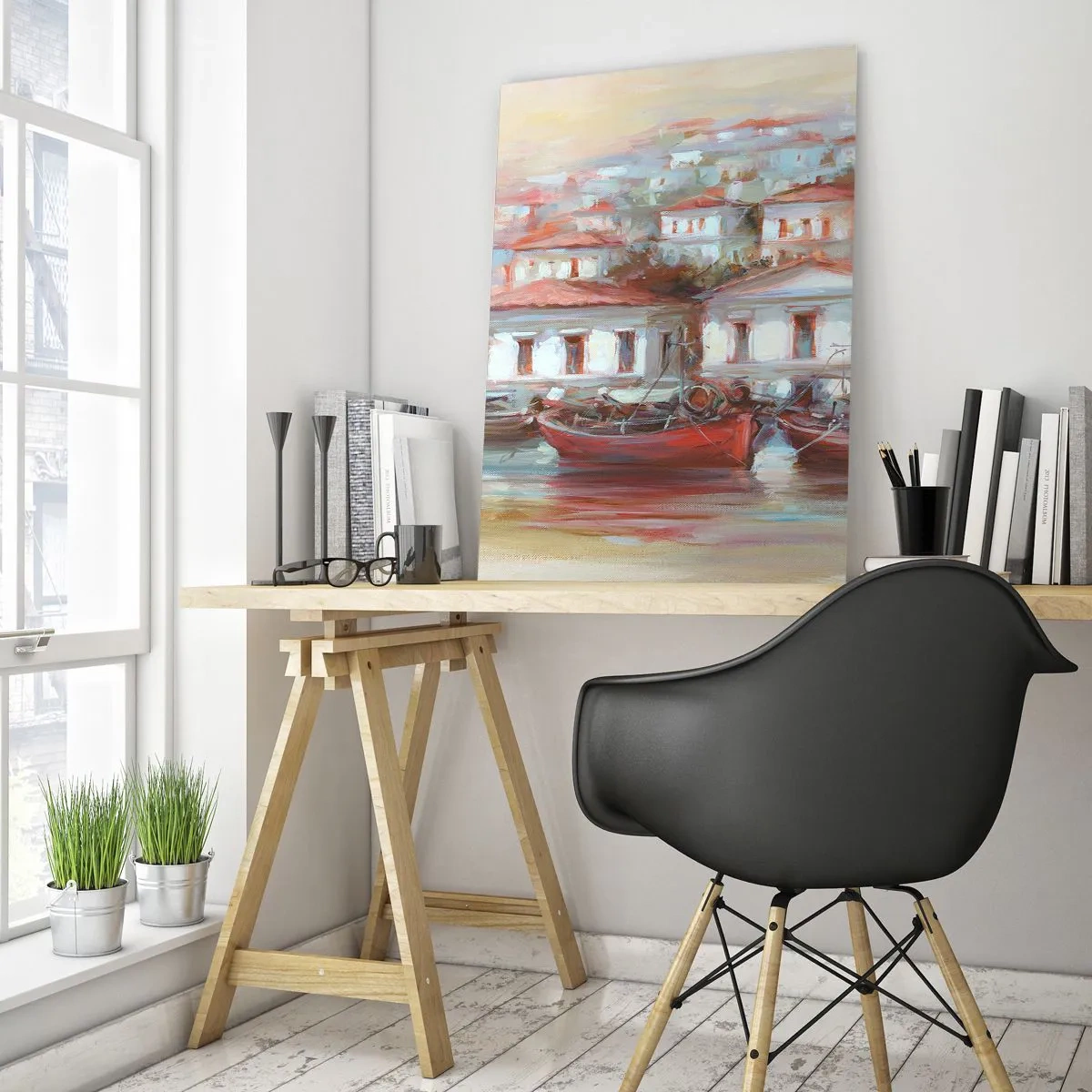 Tablou pe sticlă - Orășel fericit - 50x70 cm