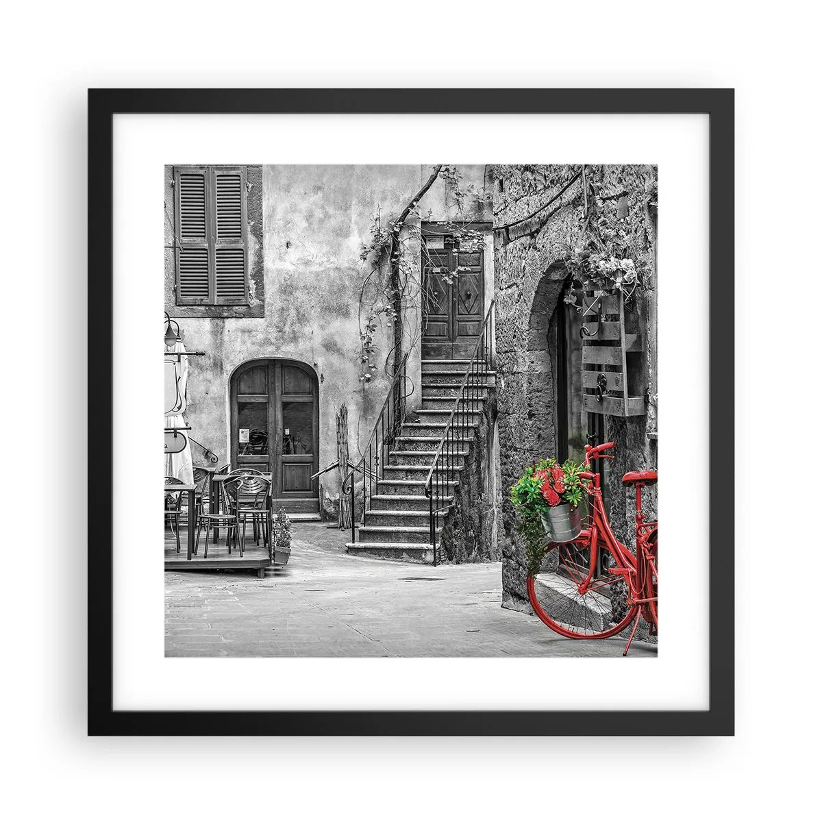 Poster în ramă neagră - Alee din Toscana - 40x40 cm