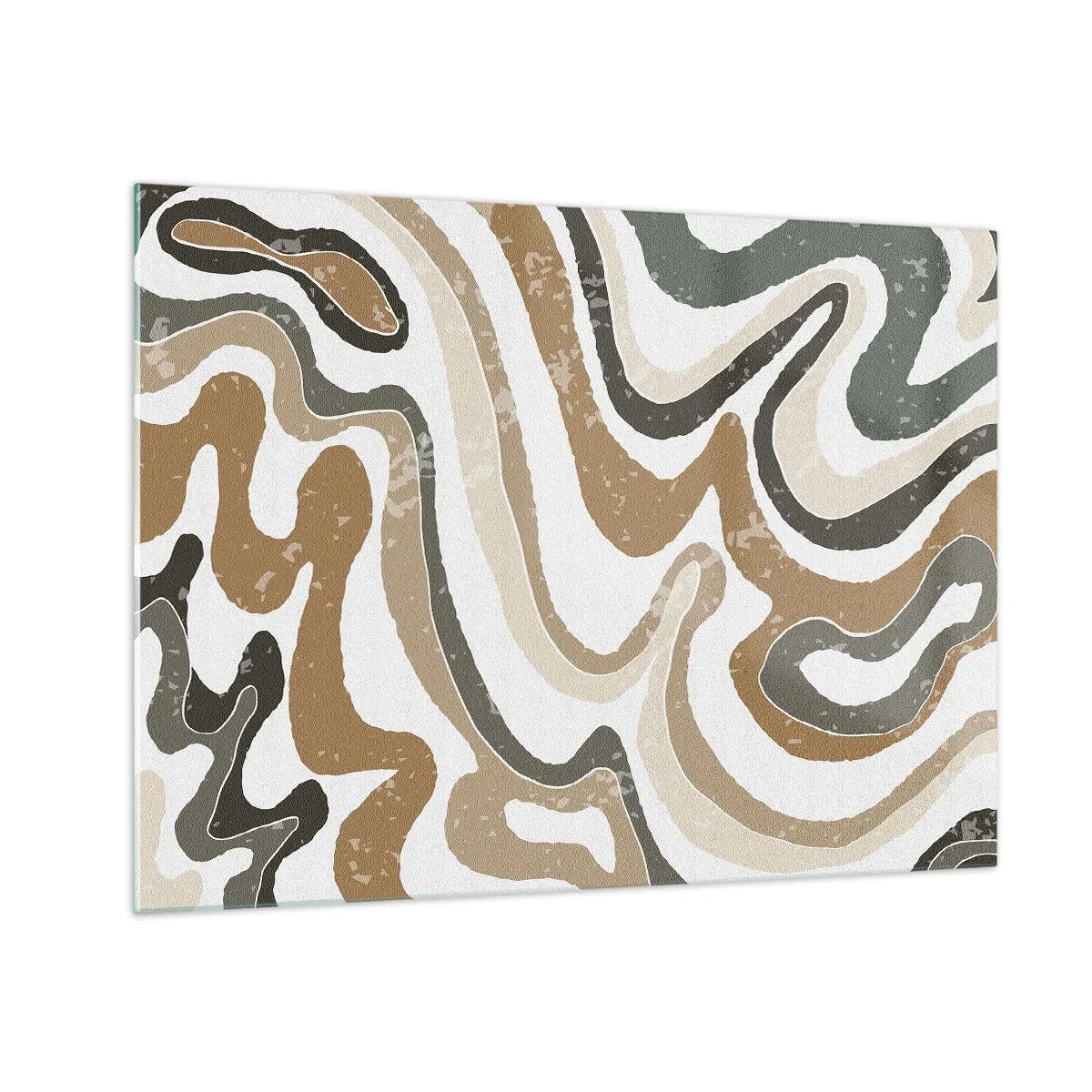 Tablou pe sticlă - Model abstract în culori pământii - 70x50cm - Meandrele culorilor pământului - Decorațiune modernă pentru perete pentru living și dormitor ARTTOR
