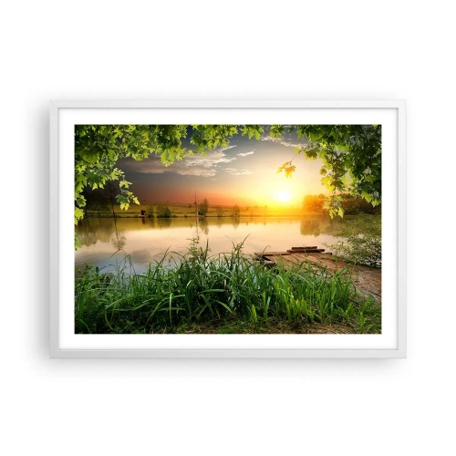 Poster în ramă albă - Peisaj într-un cadru verde - 70x50 cm