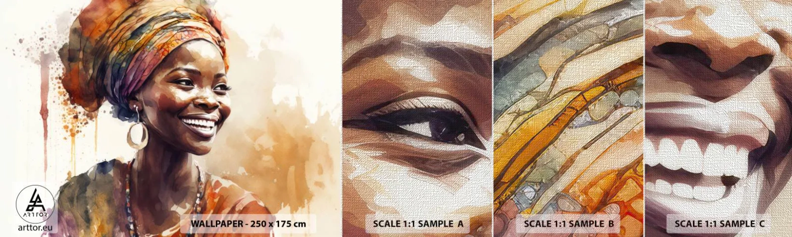 Mostră tapet Premium Canvas - Regina africană - Femeie, afro-american, Portret - 100x30 cm