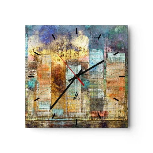Ceas de perete - Ceas pe sticlă - Metropola însorită - 30x30 cm