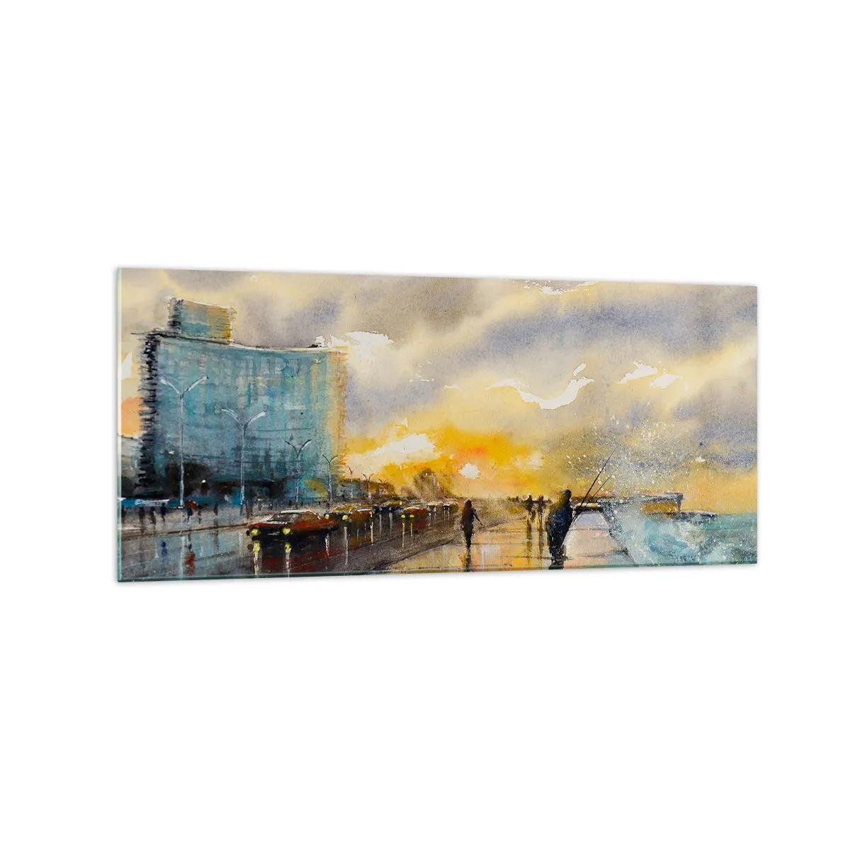 Tablou pe sticlă - Viața pe țărm - 120x50 cm