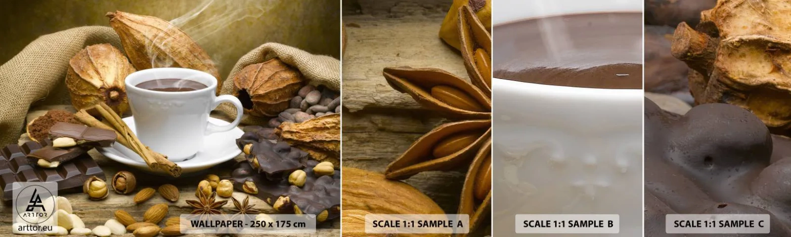 Mostră de Tapet Standard Eco - Pentru amatorii de senzații tari - Gastronomie, Ciocolată, Cafea - 100x30 cm