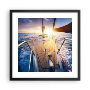 Poster în ramă neagră - Alergând pe valuri - 40x40 cm