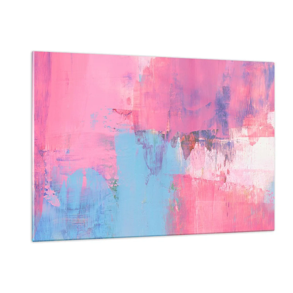 Tablou pe sticlă - Roz, albastru și un strop de lumină - 120x80 cm