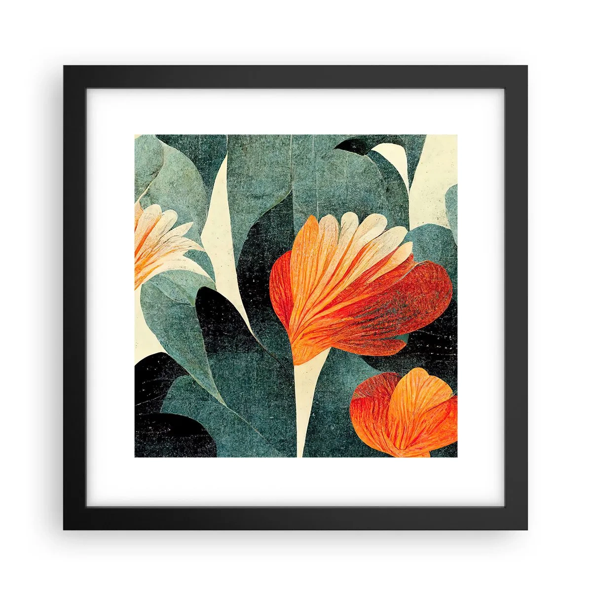 Poster în ramă neagră - Căldura de la tropice și răcoarea verdeței - 30x30 cm
