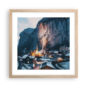 Poster în ramă de stejar deschis - Spiritul luminos al iernii - 40x40 cm