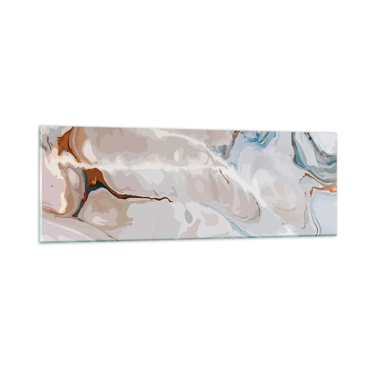 Tablou pe sticlă - Meandre albastre sub alb - 90x30 cm