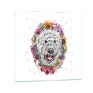 Tablou pe sticlă - Bucuria cățelușului - 60x60 cm