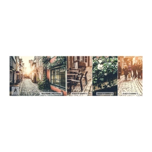 Mostră tapet autocolant Deluxe Sticker - Străduță în splendoare roz - Oraș, Olanda, Arhitectură - 100x30 cm