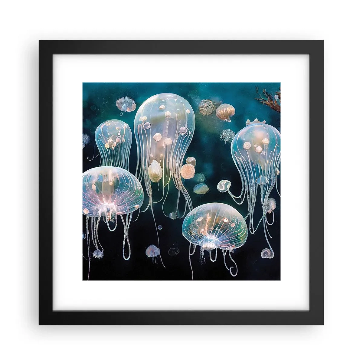 Poster în ramă neagră - Balul subacvatic - 30x30 cm
