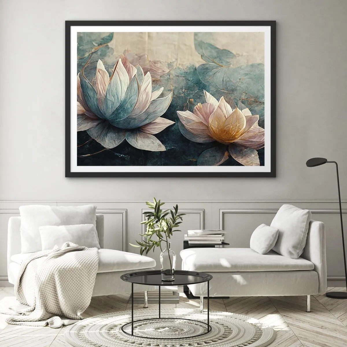 Poster în ramă neagră - Stele de lac - 40x30 cm