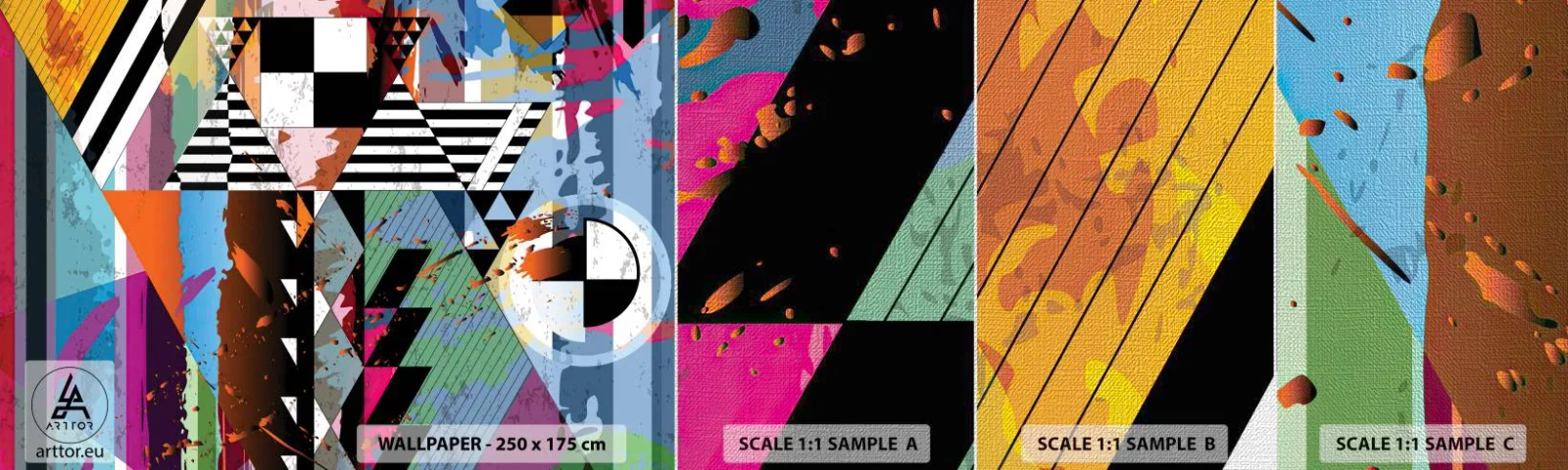 Mostră tapet Premium Canvas - Geometric și organic - Abstracția, Bucată, Artă Modernă - 100x30 cm