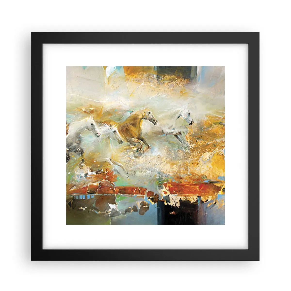 Poster în ramă neagră - Galopând prin lumină - 30x30 cm