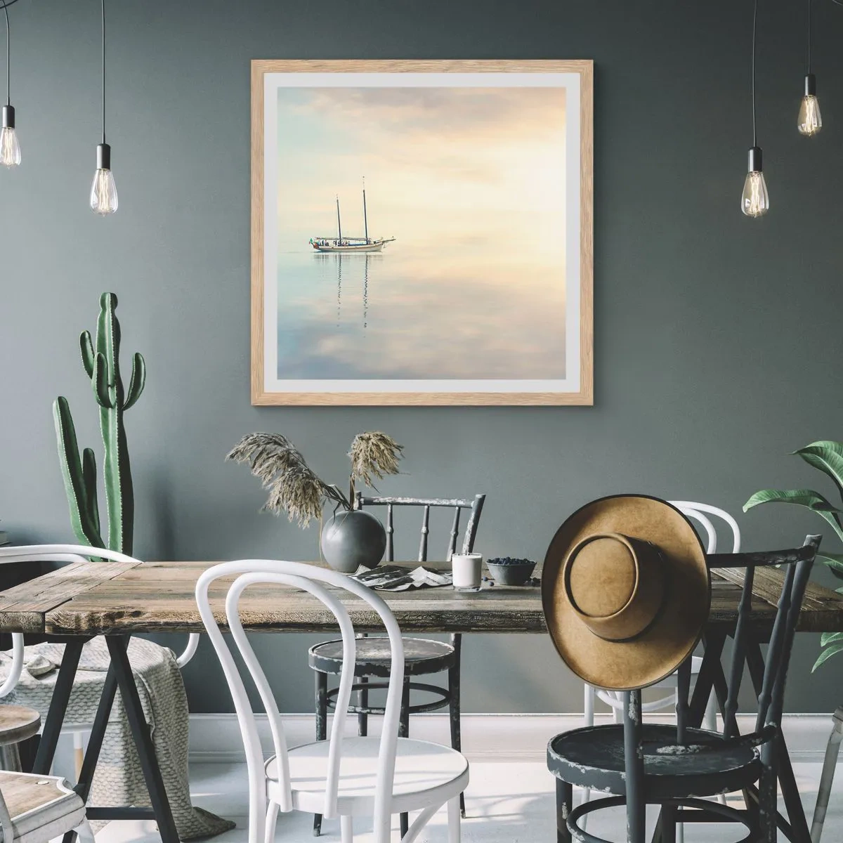 Poster în ramă de stejar deschis - În tăcerea mării - 40x40 cm