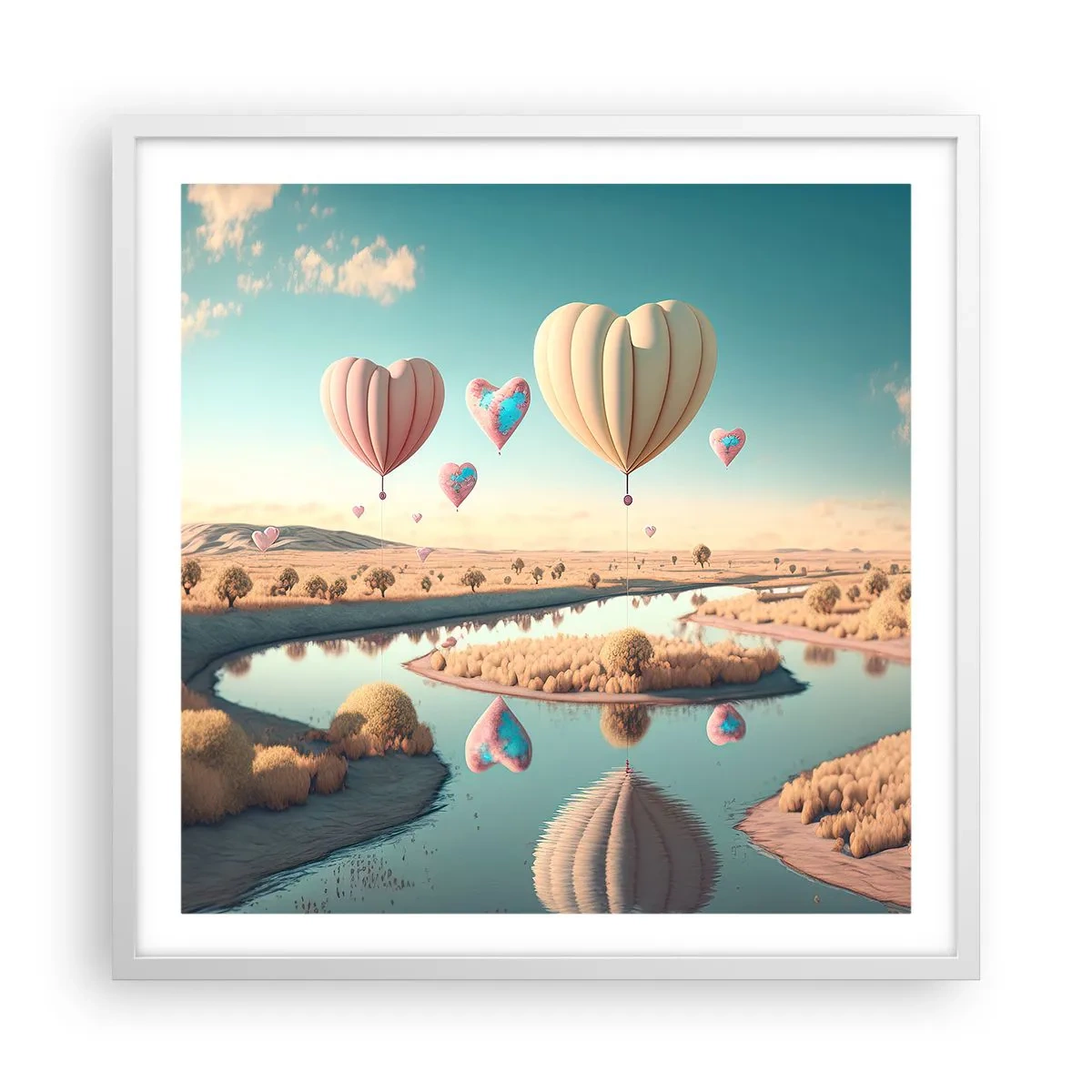 Poster în ramă albă - Iubirea ne înalță - 60x60 cm