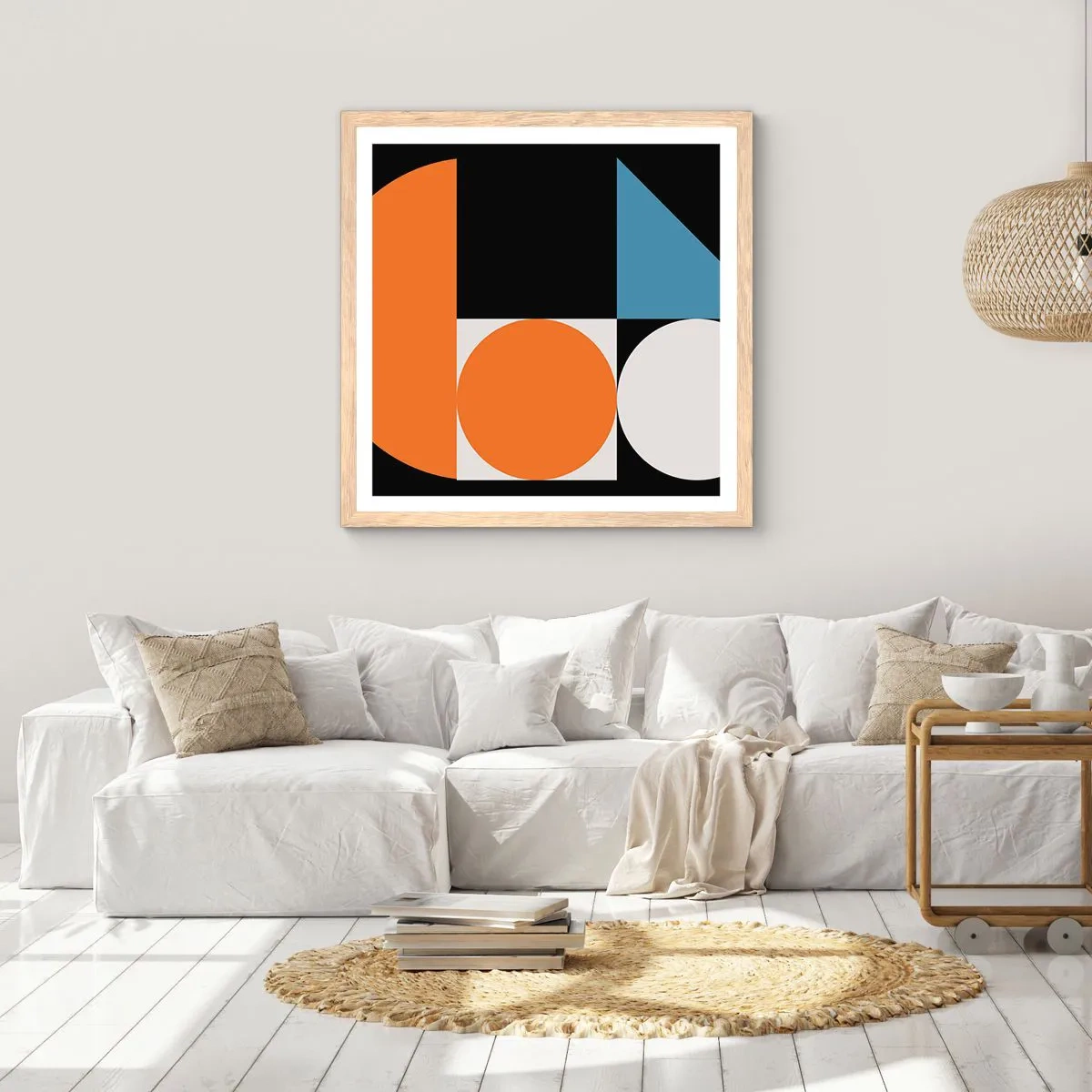 Poster în ramă de stejar deschis - Sistem de figuri - 60x60 cm