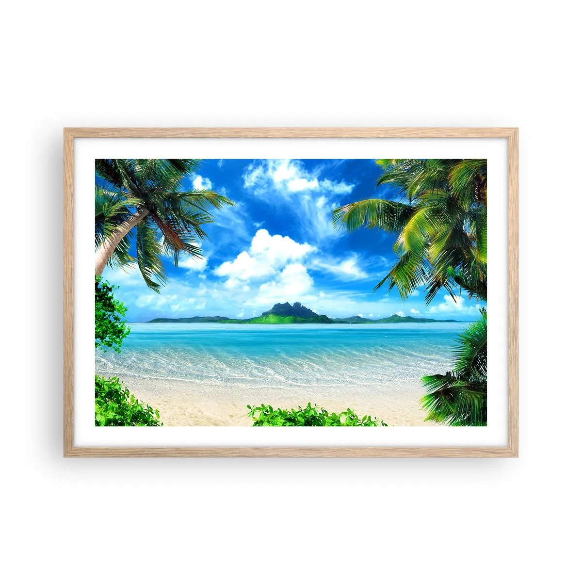 Poster în ramă de stejar deschis - Azur de la tropice - 70x50 cm