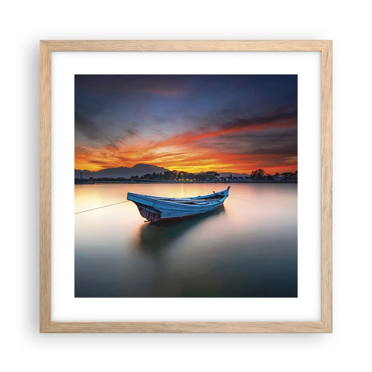 Poster în ramă de stejar deschis - O noapte bună înainte - 40x40 cm