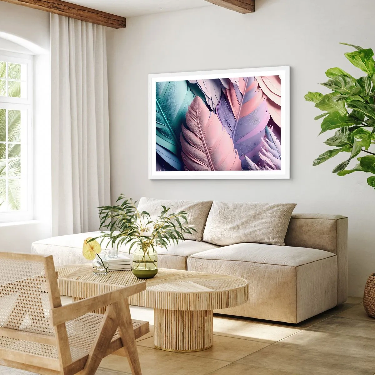 Poster în ramă albă - Eleganța păsărilor - 40x30 cm