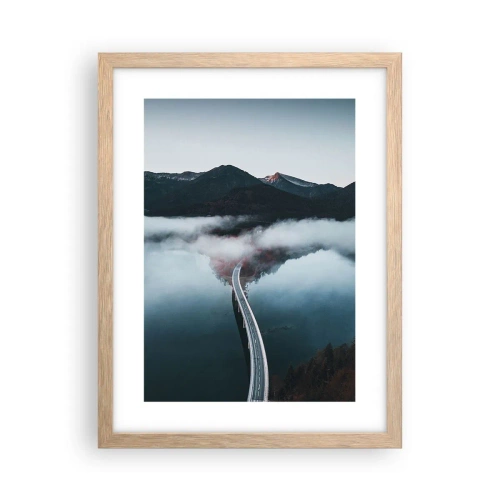 Poster în ramă de stejar deschis - Peste o apă netedă ca o oglindă - 30x40 cm