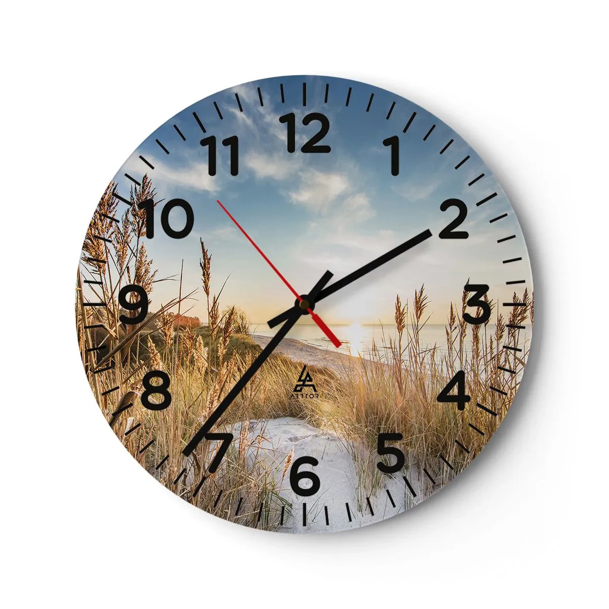 Ceas de perete - Ceas pe sticlă - Plaja de nord - 30x30 cm