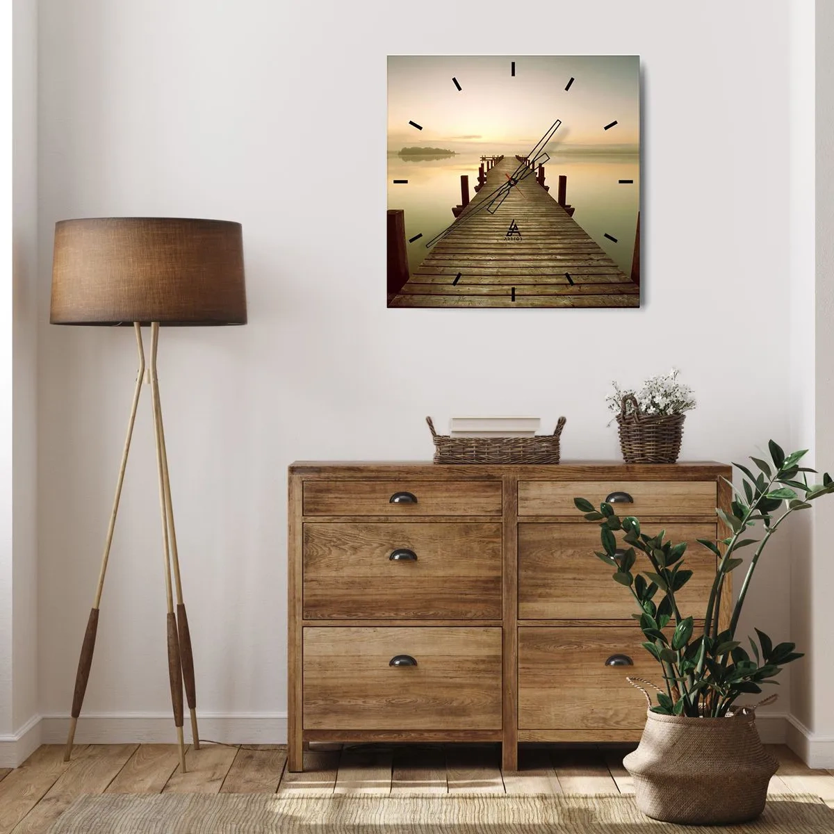 Ceas de perete - Ceas pe sticlă - Înainte de răsărit, zori, lumină - 30x30 cm