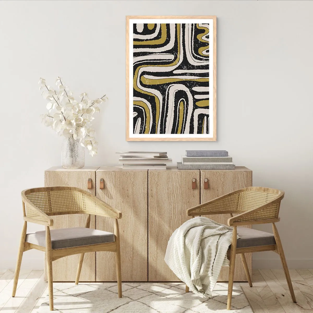 Poster în ramă de stejar deschis - Compoziție: pasaje și alei - 50x70 cm