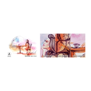 Mostră tapet Premium Sand - Șic parizian - Paris, Femeie, turnul Eiffel - 100x30 cm