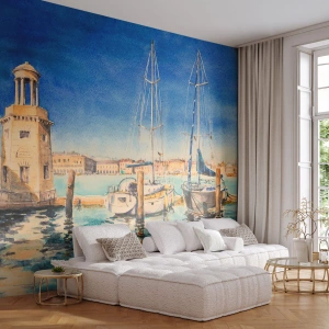 Tapet Standard Eco - Laguna însorită - Port, Peisaj, Far - 350x256 cm