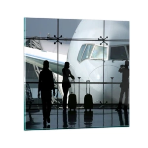 Tablou pe sticlă - Vis a vis la aeroport - 30x30 cm