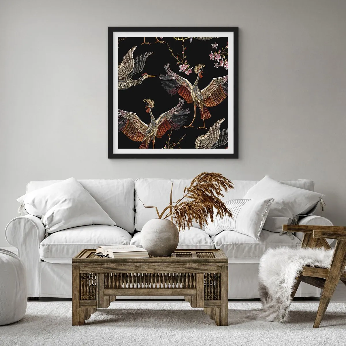 Poster în ramă neagră - Pasăre de basm - 50x50 cm