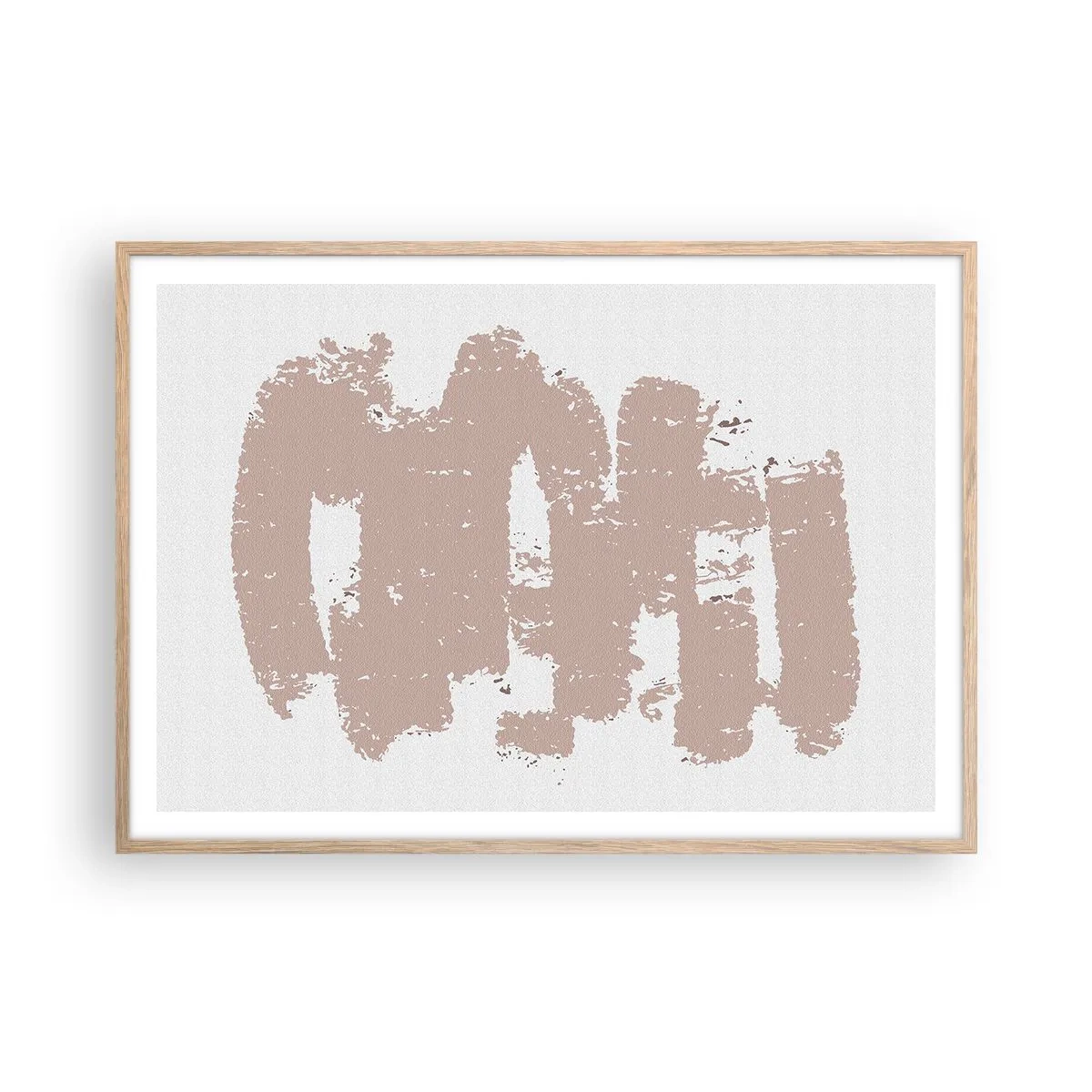 Poster în ramă de stejar deschis - Abstracție în roz moale - 100x70 cm