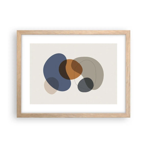 Poster în ramă de stejar deschis - Picături de culoare - 40x30 cm