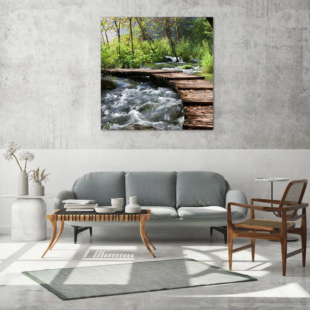 Tablou pe sticlă - Cascadă spumoasă - 40x40 cm