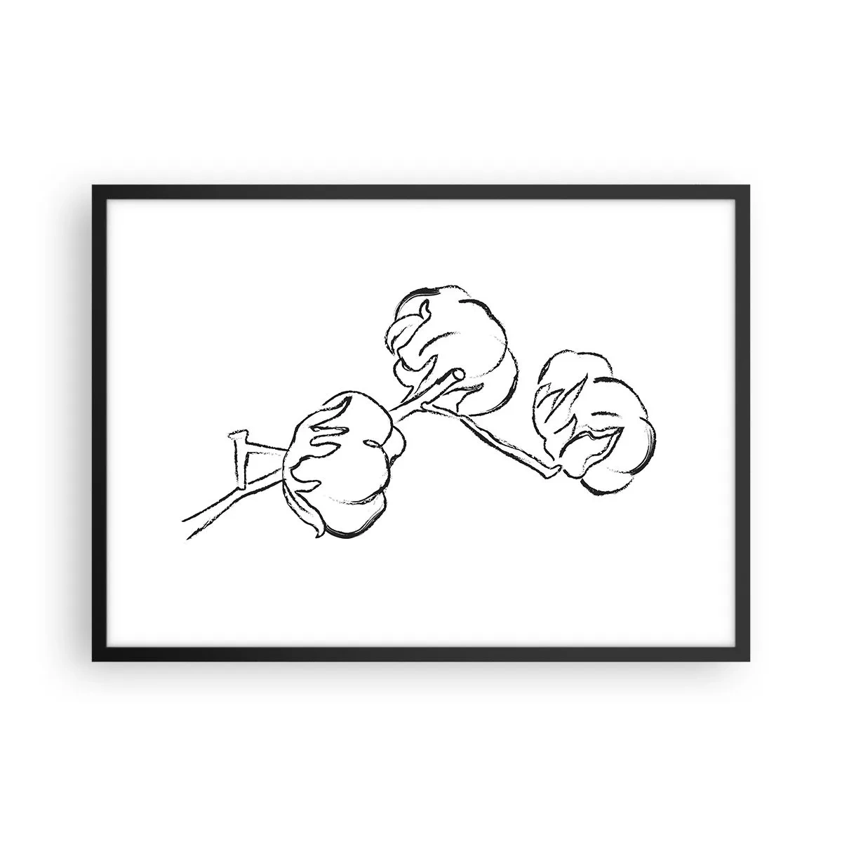 Poster în ramă neagră - Pufuri de bumbac - 70x50 cm
