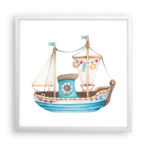 Poster în ramă albă - Ahoy aventura! - 50x50 cm