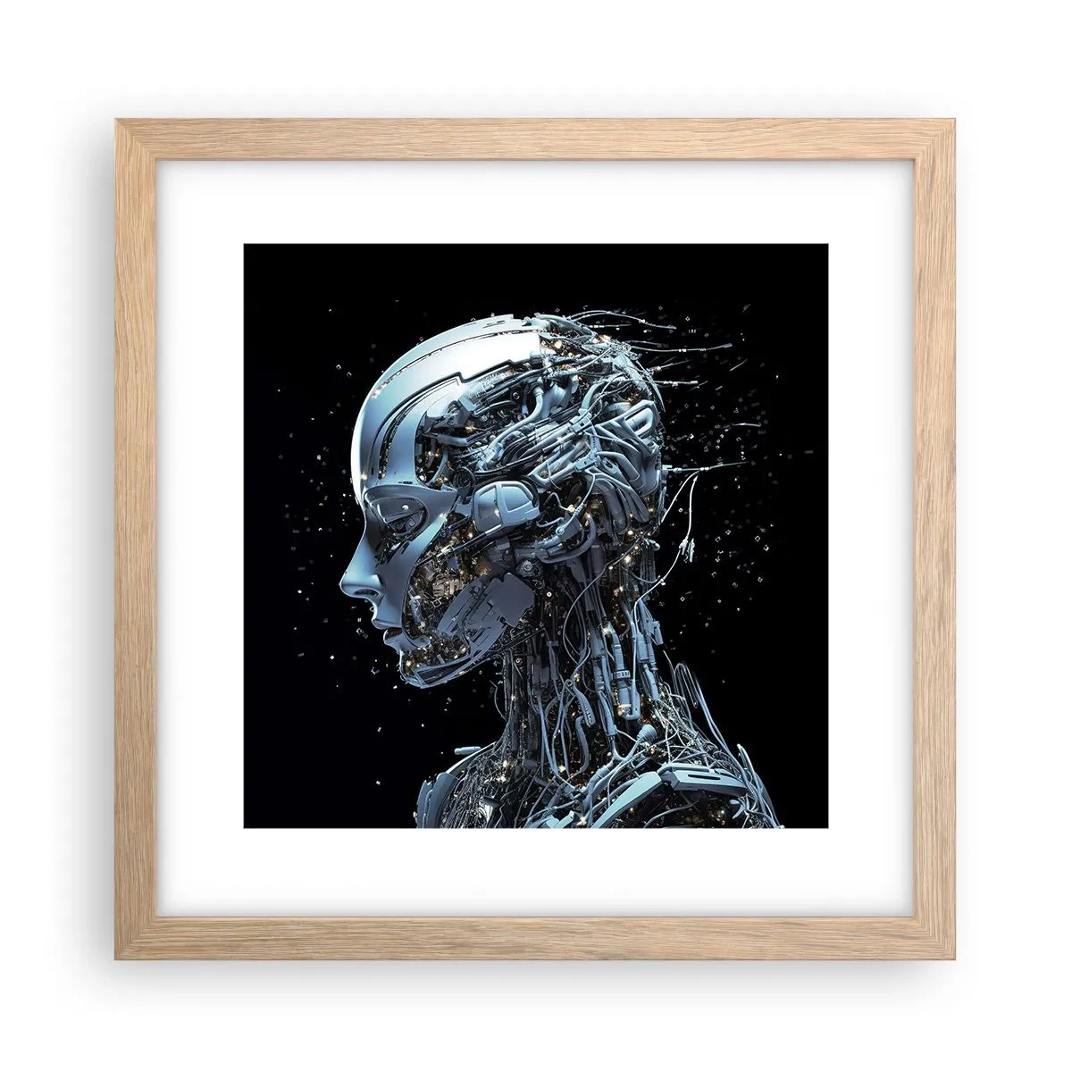 Poster în ramă de stejar deschis - Tehnologia este o femeie - 30x30 cm