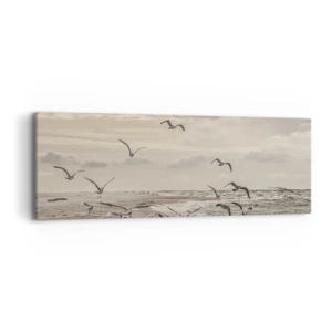 Tablou pe pânză - Marea zumzăie, păsările cântă - 90x30 cm