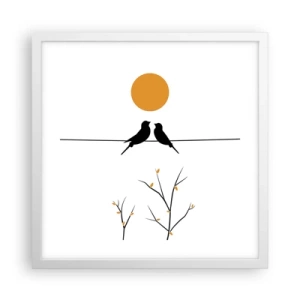 Poster în ramă albă - Seară cu privighetori - 40x40 cm