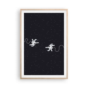 Poster în ramă de stejar deschis - Dansul spațial - 61x91 cm