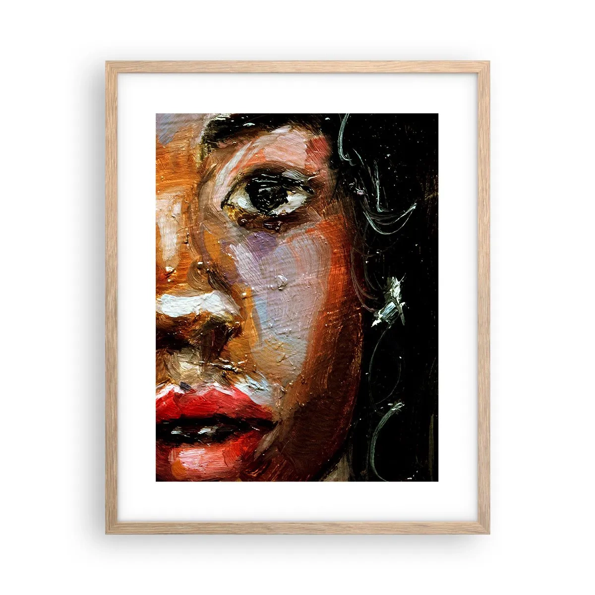 Poster în ramă de stejar deschis - Negru și strălucire - 40x50 cm