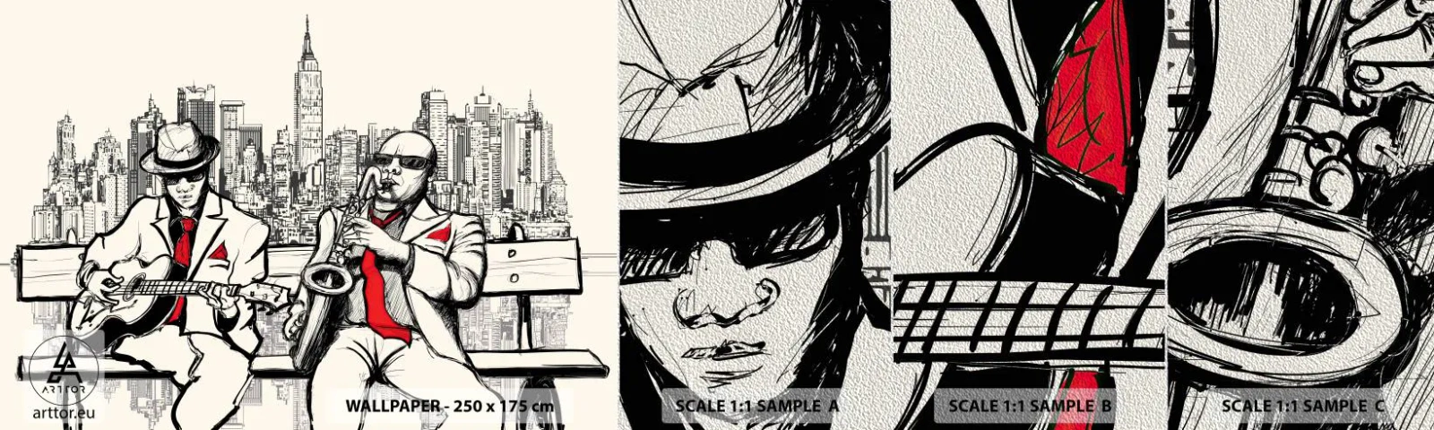 Mostră tapet Premium Sand - Improvizație la New York - Muzică, Jazz, New York - 100x30 cm