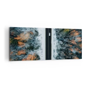 Tablou pe pânză - Prin pădurea de iarnă - 100x40 cm